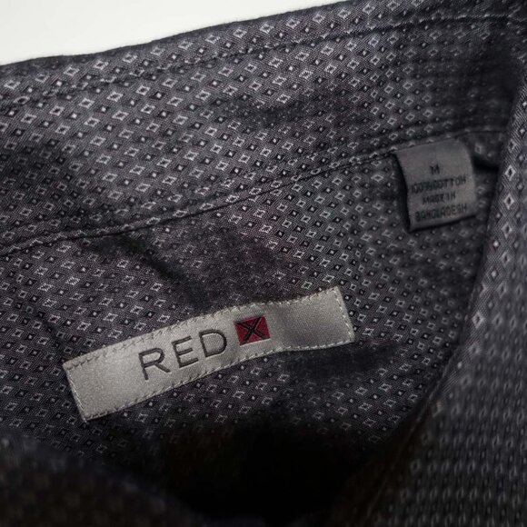 Red X Men's Button Front Shirt Medium NWT Long Sleeves Dark Grey 100% Cotton M - Picture 5 of 7
